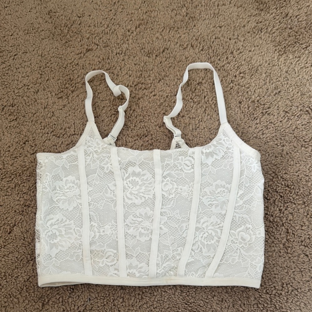 Colsie Lace Crop Top - White